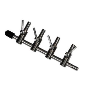 Messing Luft fordeler 4 vejs.- 4 mm udgange